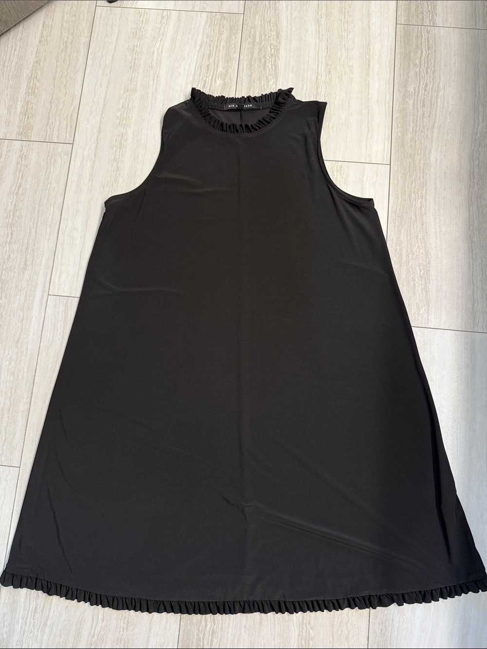 Black Ruffle-Trim Sleeveless Dress size large
